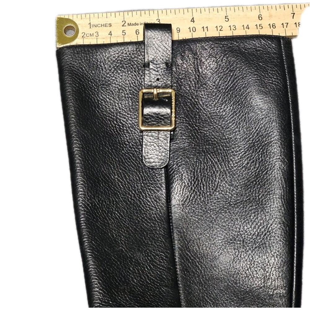 Cole Haan Boots Women 6 Black Leather Riding Equestrian Knee High Zip - Picture 3 of 10